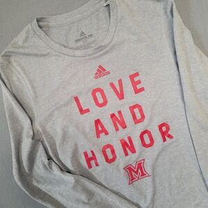 Adidas Miami University Ohio Love and Honor Gray Long Sleeve Shirt Small